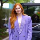 Karen Gillan – In a purple suit while out promoting her work in New York