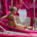 Kristen Pazik – In a floral bikini on the beach at Sandy Lane Hotel in Barbados - 454 x 326