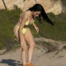 Claudia Alende in Yellow Bikini on the beach in Los Angeles - 454 x 640
