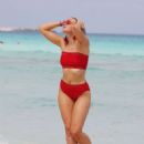 Grace Levy in Red Bikini on the beach in Tulum - 454 x 581