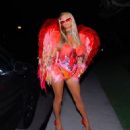 Paris Hilton – In a Halloween ‘Red Angel’ outfit as she leaves her Los Angeles home