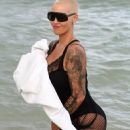 Amber Rose and French Montana on the beach in Miami, Florida - May 14, 2017 - 454 x 609