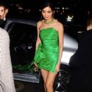 Gemma Chan – In agreen dress arriving at Annabels Christmas Lights Switch On in London