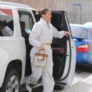 Jennifer Lopez – Wearing an all white and Air Jordans at dance studio in Los Angeles