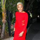 Tiffany Haddish – In red dress at J-Lo x Revolve event in Los Angeles - 454 x 681