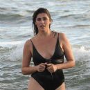 Elisa Isoardi – In a black swimsuit in Fiumicino - 454 x 620