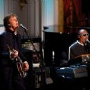 Paul McCartney and Stevie Wonder perform 
