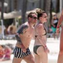 Candice Brown – In a bikini Hits the beach in Cancun - 454 x 681