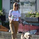 Jane Danson – stroll with her Labrador dog in the Cheshire sunshine - 454 x 594