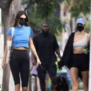 Hailey Bieber and Kendall Jenner – Out for a walk with Kendall doberman in West Hollywood
