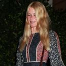 Claudia Schiffer wore a boho-inspired, midi-length blue and red dress at Giorgio Baldi in Santa Monica - 454 x 681