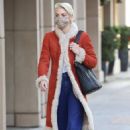 Jaime King &#8211; In a red shearling-lined coat in Beverly Hills