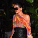 Kylie Jenner – In a black leather skirt at Carbone in New York