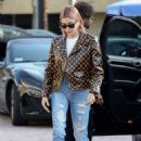 Hailey Baldwin at Alfred Coffee in Brentwood