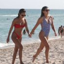 Racquel Natasha in Red Bikini on the beach in Miami - 454 x 492