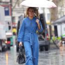 Charlotte Hawkins – Wearing a denim belted jumpsuit ona  rain day in London - 454 x 603