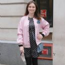 Sophie Ellis Bextor – In a polka dot mini dress and a pink bomber jacket posing at BBC Radio 2 - 454 x 687
