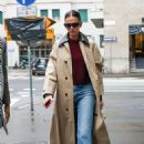 Bruna Marquezine – In Milan during Fashion Week sporting a Bottega Veneta coat and bag - 454 x 681