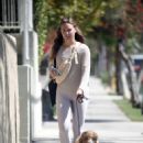 Hannah Brown – Walking her dog in Los Angeles - 454 x 638
