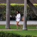 Nina Dobrev – Take their dog for a walk in Santa Barbara - 454 x 321