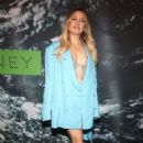 Kate Hudson in a bright blue blazer and skirt at Stella Mccartney x Adidas Party in Los Angeles
