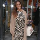 Oti Mabuse – Out in striped dress at BBC Radio 2 in London - 454 x 698