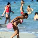 Monica Ayos in Bikini Play Beach tennis in Miami Beach - 454 x 615