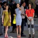 Shenae Grimes, Annalynne McCord and Jessica Stroup: film a shopping scene for '90210' in Downtown LA