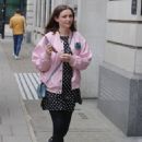Sophie Ellis Bextor – In a polka dot mini dress and a pink bomber jacket posing at BBC Radio 2 - 454 x 647