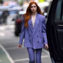 Karen Gillan – In a purple suit while out promoting her work in New York - 454 x 681
