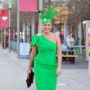 Claire Sweeney &#8211; Seen in a green dress with a matching hat at Aintree in Liverpool