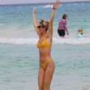 Elise Dalby in Yellow Bikini on the beach in Tulum - 454 x 529