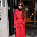 Nicola Roberts – Wearing red leather rain coat at Zoe Ball breakfast show in London - 454 x 654