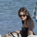 Chloe Lloyd in Black Swimsuit on the beach in Mykonos - 454 x 681