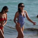 Racquel Natasha in Red Bikini on the beach in Miami - 454 x 679