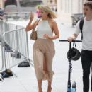 Mollie King  – In bronze skirt stepping out at the BBC studios in London - 454 x 568
