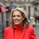 Charlotte Hawkins in Red Coat – Exits Global Offices in in London