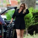Emily Atack in Mini Shirt Dress – Out in London