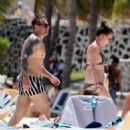 Candice Brown – In a bikini Hits the beach in Cancun - 454 x 618