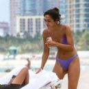 Ambra Gutierrez in Purple Bikini on Miami Beach - 454 x 681