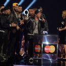 Kylie Minogue, Bruno Mars and Pharrell Williams - The BRIT Awards 2014 - Show - 454 x 325