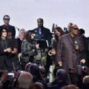 Peter Wolf, Karen O, Dave Grohl, Stevie Wonder and John Legend perform onstage with inductee Ringo Starr during the 30th Annual Rock And Roll Hall Of Fame Induction Ceremony at Public Hall on April 18, 2015 in Cleveland, Ohio.