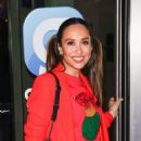 Myleene Klass – In a red trouser suit stepping out at Smooth radio in London