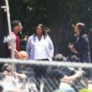 Gabrielle Union – With Octavia Spencer on the set of ‘Truth be Told’ at Griffith Park - 454 x 380