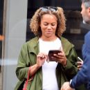 Angela Griffin – Wearing long green coat while walking in Hampstead - 454 x 669