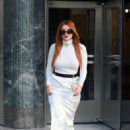 Bella Thorne – Wearing a long white dress and black boots in New York