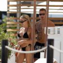 Gabby Allen – In a black bikini by the pool at Nobu Hotel in Ibiza - 454 x 541
