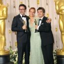 Michel Hazanavicius, Bérénice Bejo and Thomas Langmann At The 84th Annual Academy Awards - Press Room (2012)