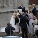 Ex-AC Milan player marries his model girlfriend in a lavish Sardinian ceremony with TWO wedding dresses, Tiffany rings and a surprise gig by Andrea Bocelli
