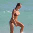 Annie McGinty in Brown Bikini in Miami Beach - 454 x 529